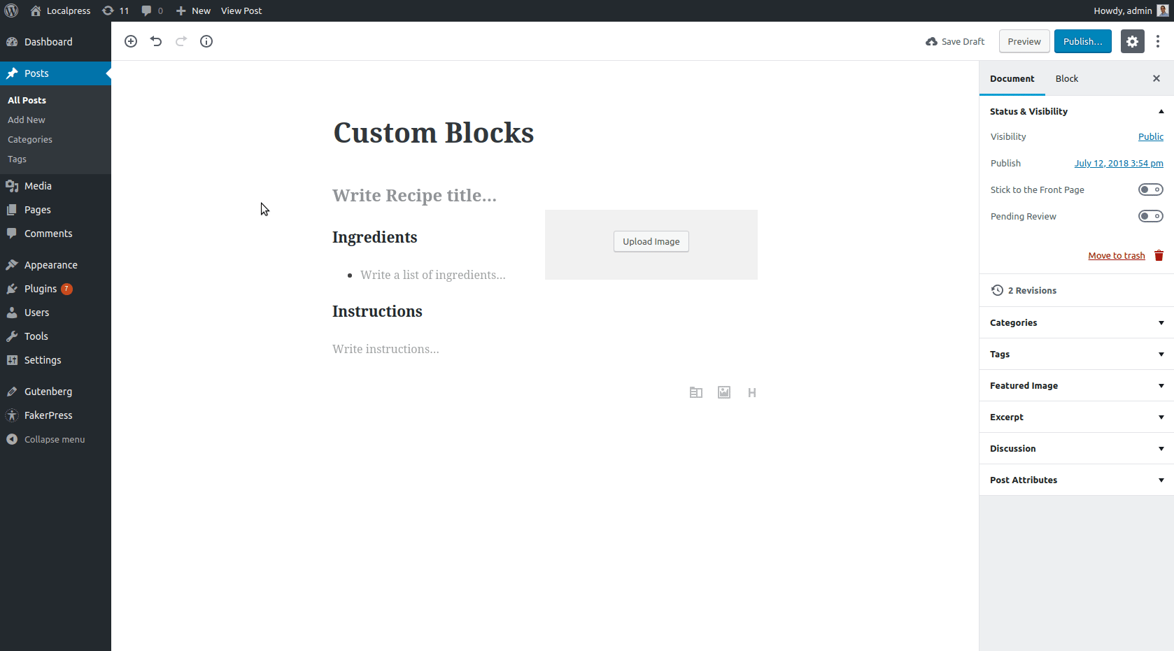 Gutenberg custom blocks