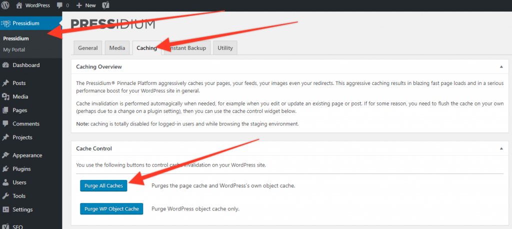 Pressidium Clear Cache