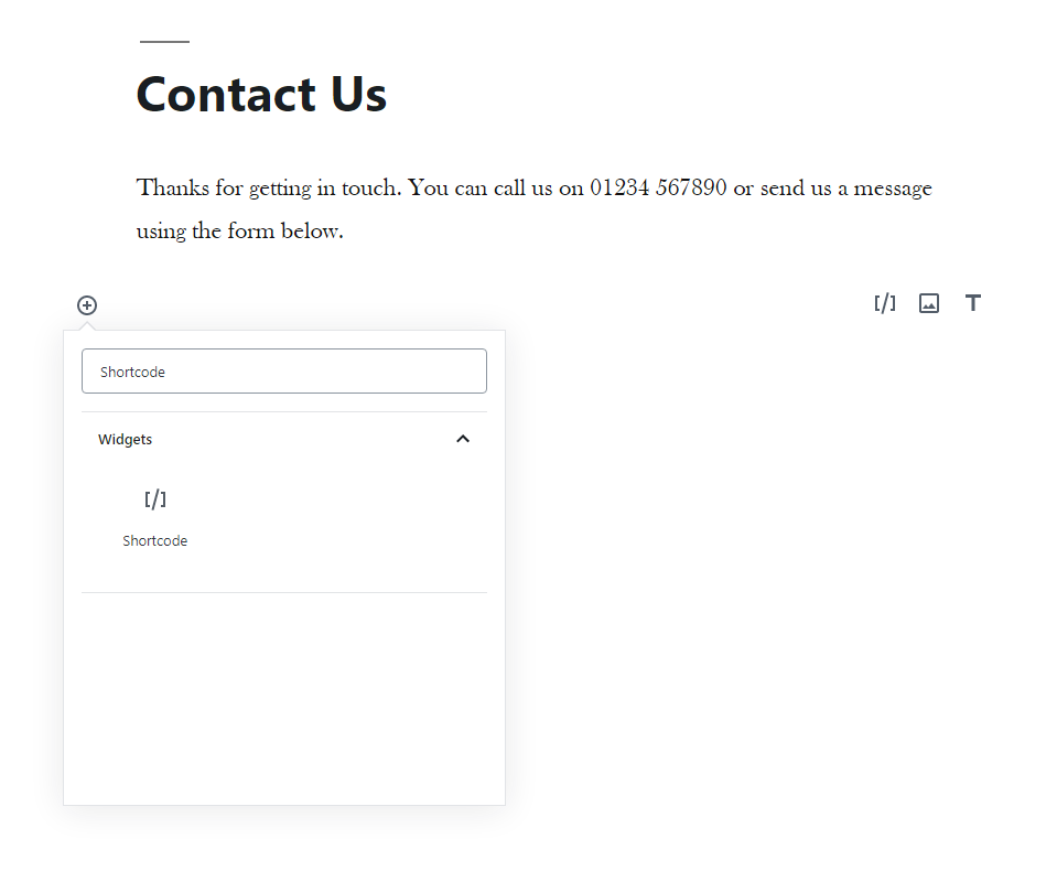 Add in your Shortcode to load Contact Form 7