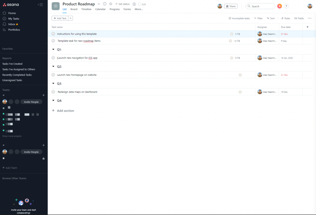 Asana Lists