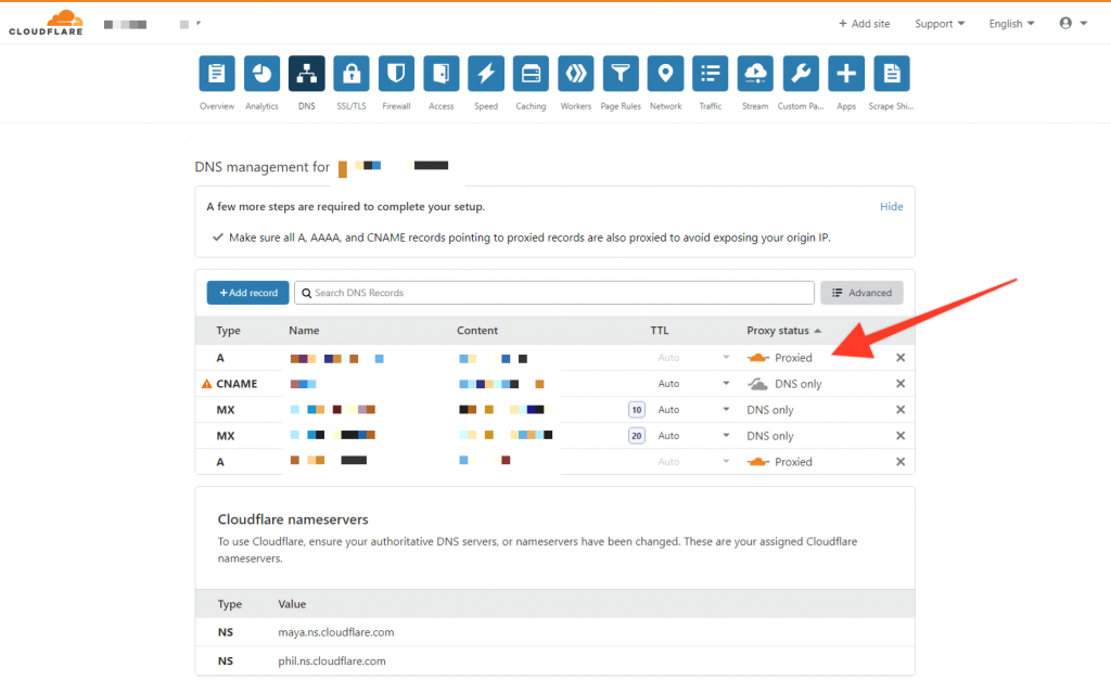 Change DNS settings in Cloudflare to Manage Your DNS