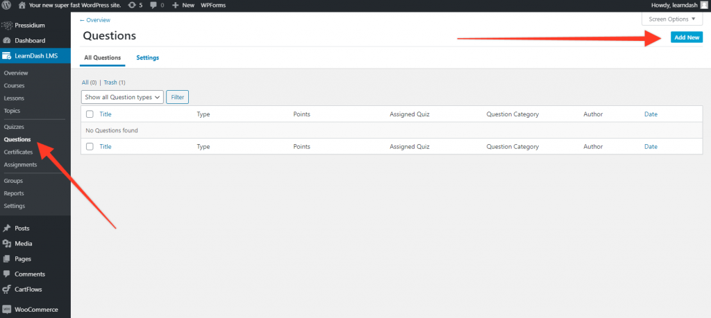 Add LearnDash Quiz Question