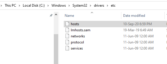 Hosts file location - Windows