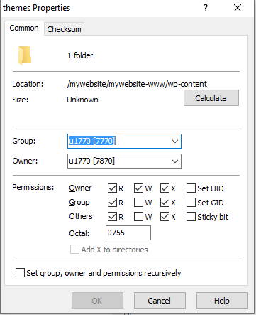 Edit file permissions via SFTP