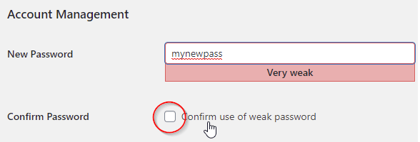 confirm weak password