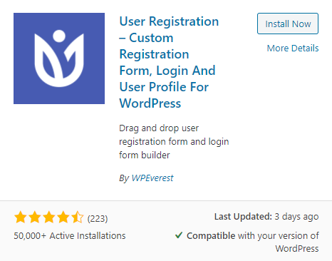 user registration plugin