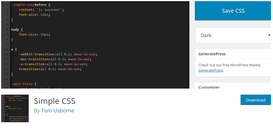 Custom WordPress Website - CSS Plugins - Simple CSS Plugin