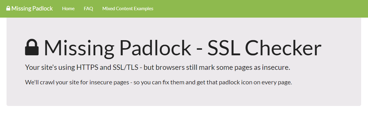 missing padlock - scan for mixed content