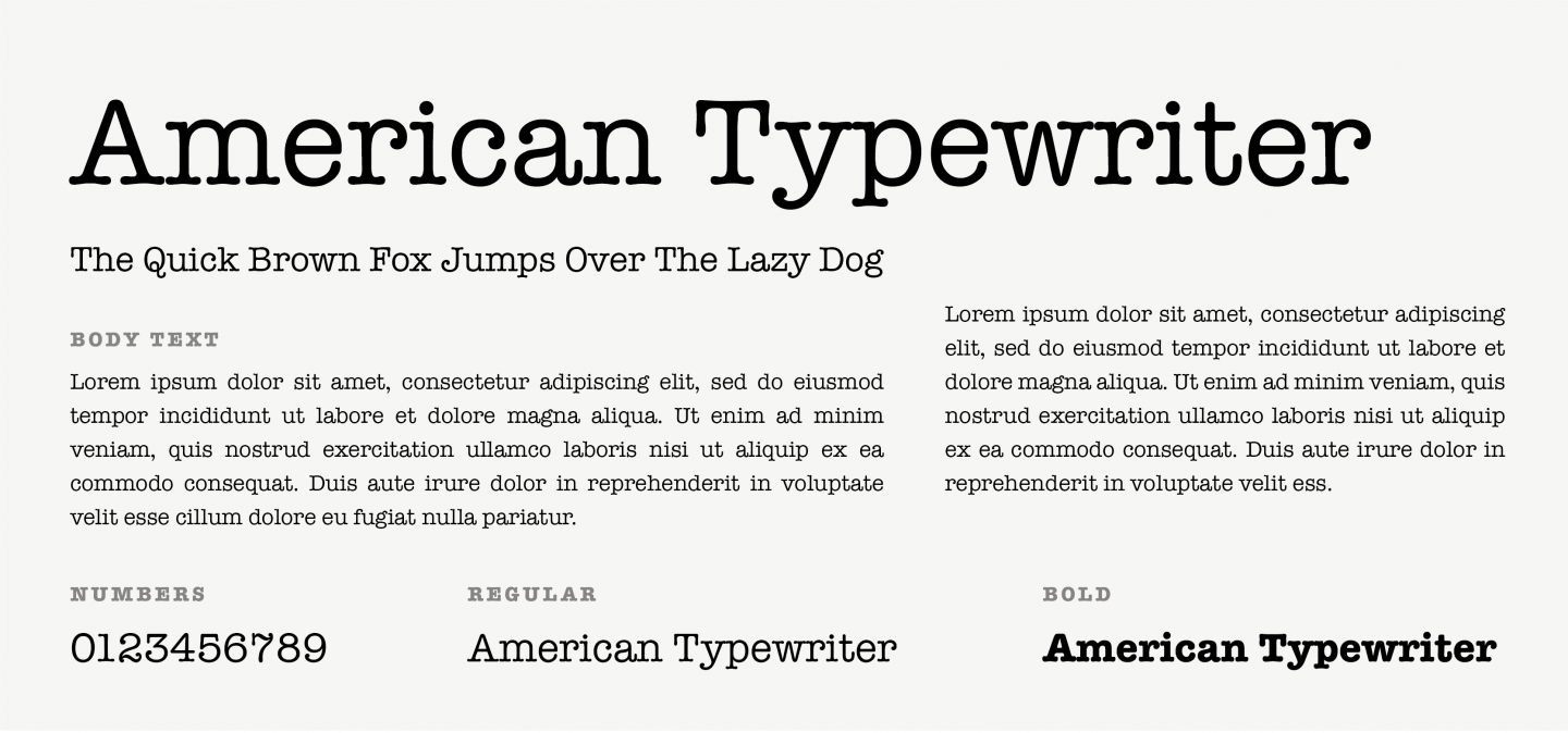 american typewriter font straight