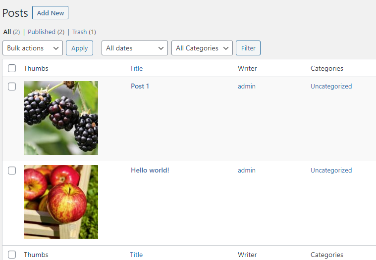 add featured images to your WordPress admin tables