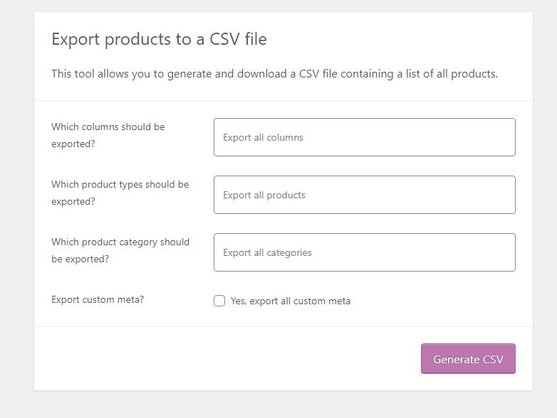 product import export for woocommerce