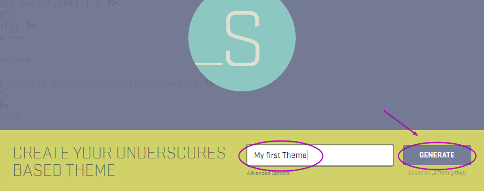 create a wordpress theme with underscores