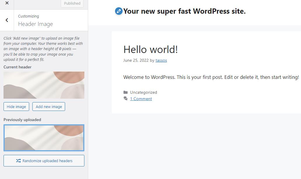Wordpress Custom Header Template