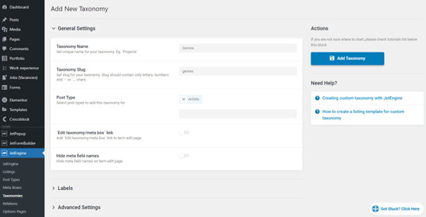 creating custom taxonomy