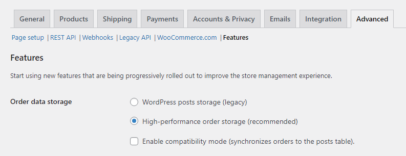 Enable WooCommerce High-Performance Order Storage