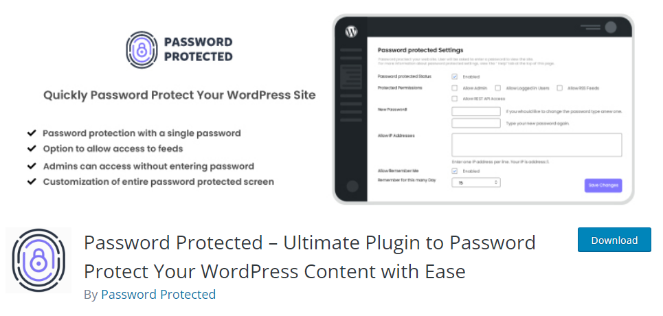 Using the Password Protected WordPress plugin