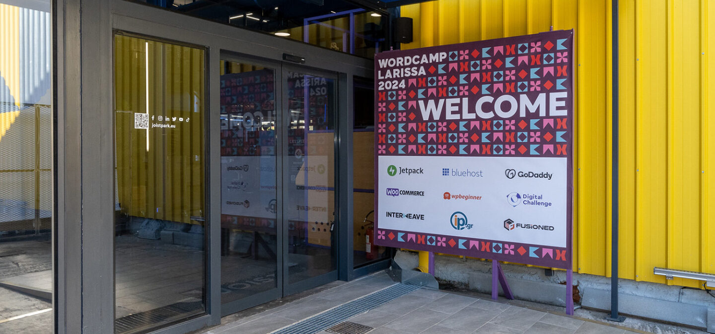 WordCamp Larissa attracted big-name sponsors including WooCommerce, Jetpack, and GoDaddy.